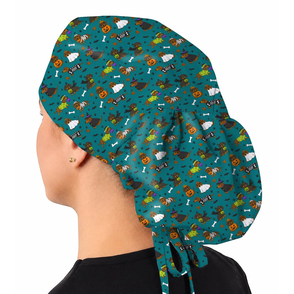 Halloween Black Cat Scrub Caps, Pumpkin Cat Print Scrubs, Spooky Nurse Cap (Copy)