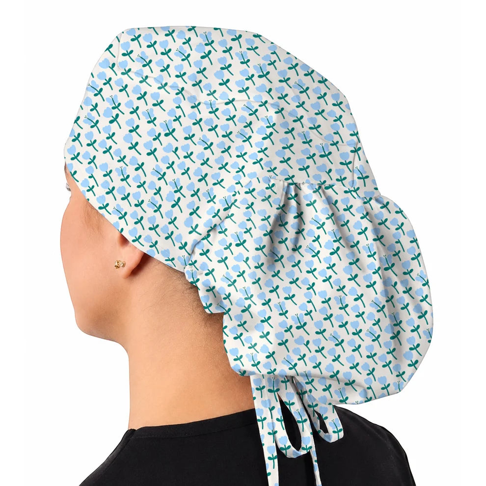 Playful Tulip Scrub Caps, Colorful Tulip Butterfly Nurse Scrubs Cap, Spring Floral Gift For Nurses