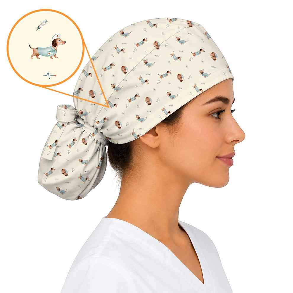 Dachshund Nurse Scrub Cap, Cute Wiener Dog Nursing Uniform for Dog Lovers, Comfortable Nurse Scrubs for Healthcare Workers