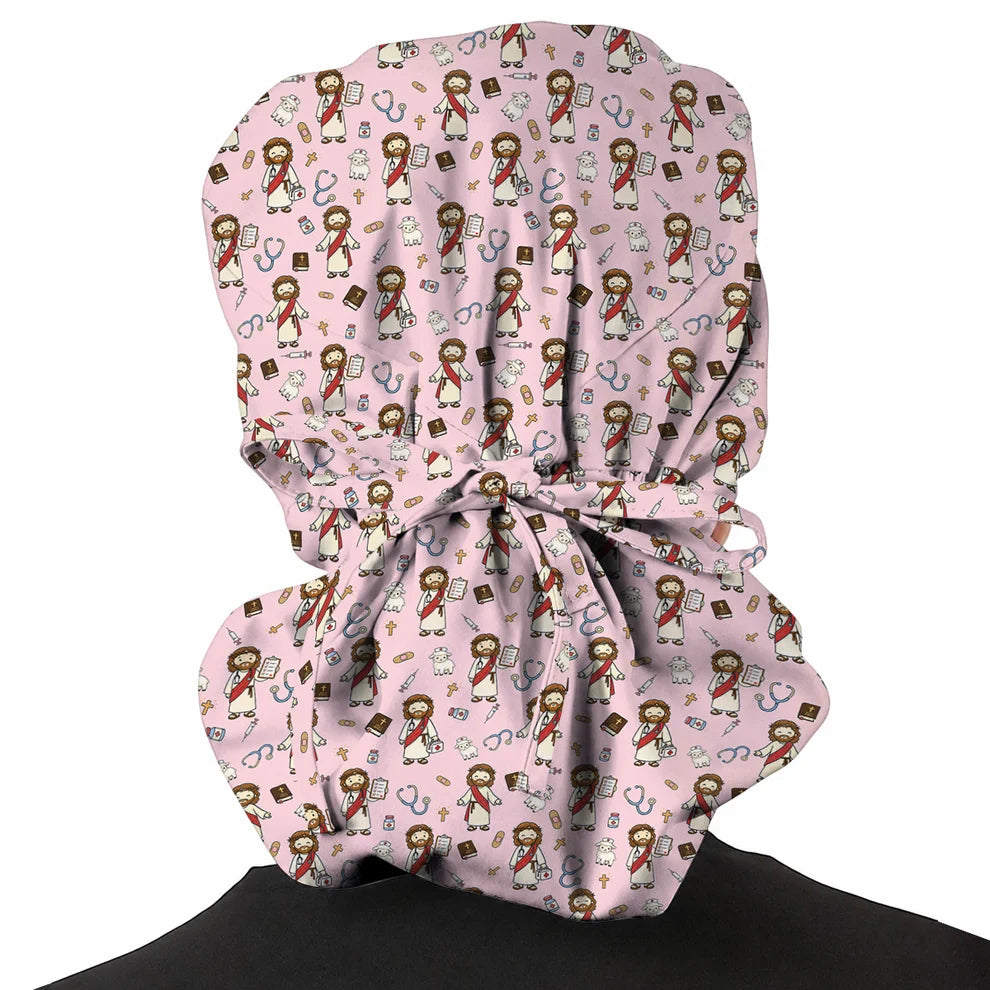 Christian Nurse Scrub Cap, Jesus Medical Pattern Scrubs Caps, Faith Based Gift For Nurses
