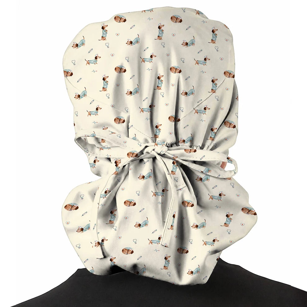 Dachshund Nurse Scrub Cap, Cute Wiener Dog Nursing Uniform for Dog Lovers, Comfortable Nurse Scrubs for Healthcare Workers