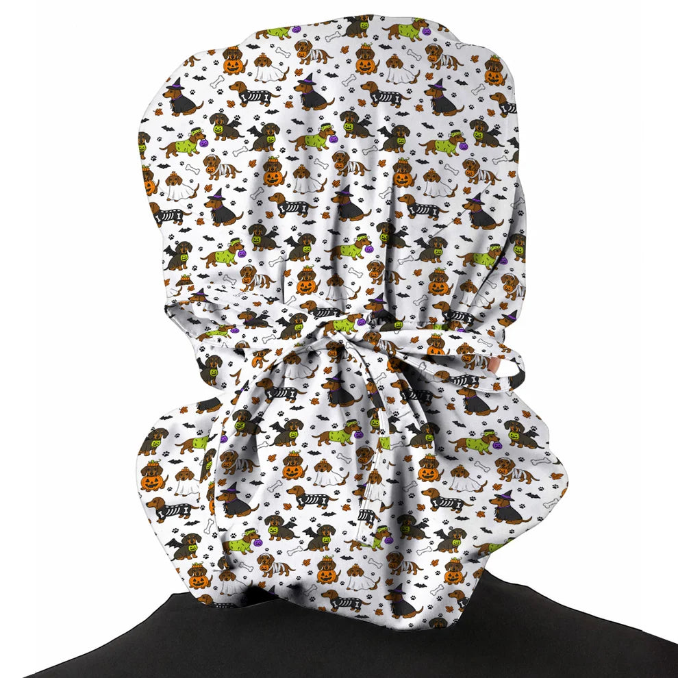 Halloween Black Cat Scrub Caps, Pumpkin Cat Print Scrubs, Spooky Nurse Cap (Copy)