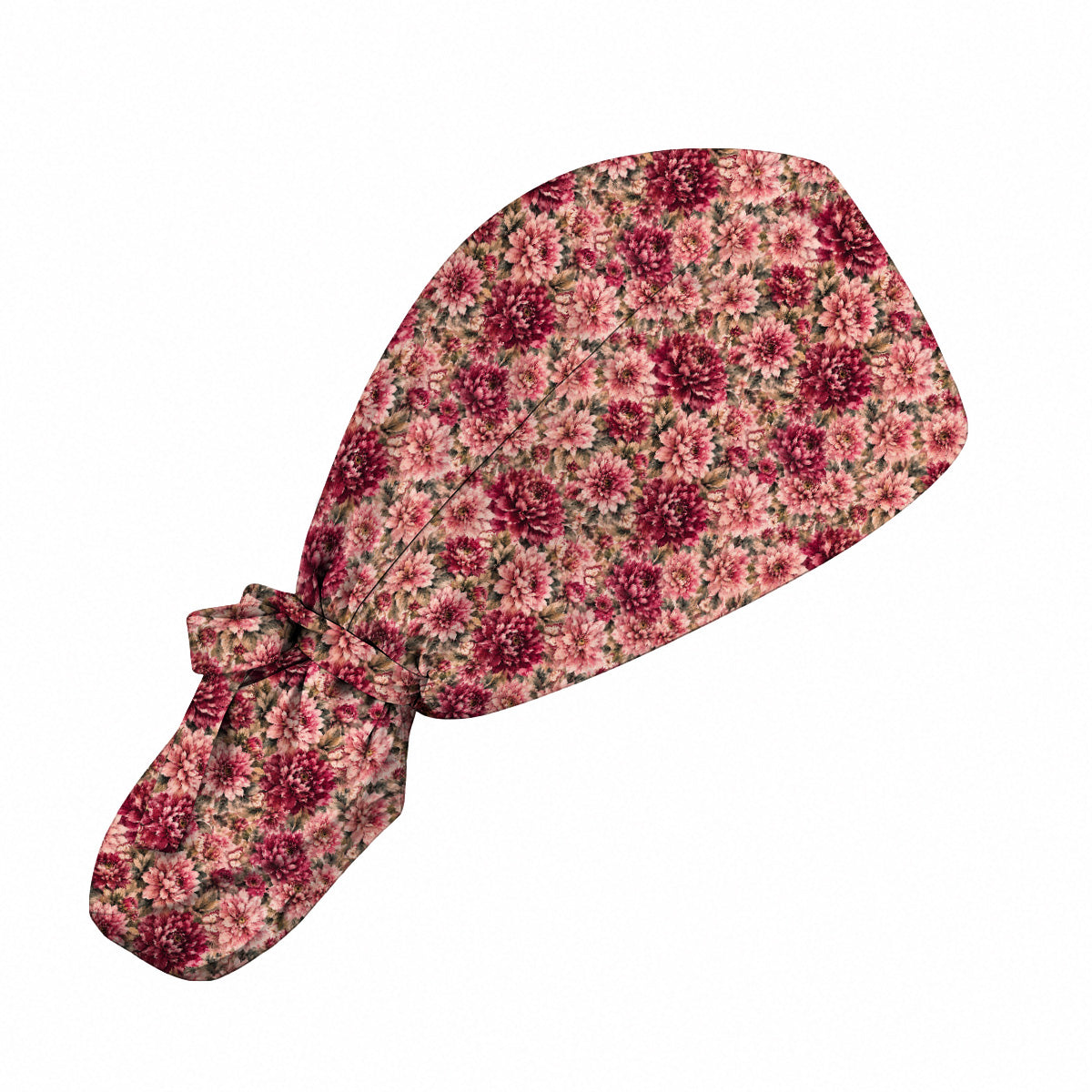 Dahlia Floral Scrub Caps, Vintage Dahlia Flower Print Scrubs, Botanical Nurse Cap