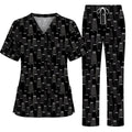 Black Cat Scrub Top, Spooky Cat Print Scrubs, Cute Halloween Nurse Uniform