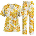 Honey Bee Daisy Scrub Top, Honeycomb Floral Nurse Shirt, Cute Bee Healthcare Uniform