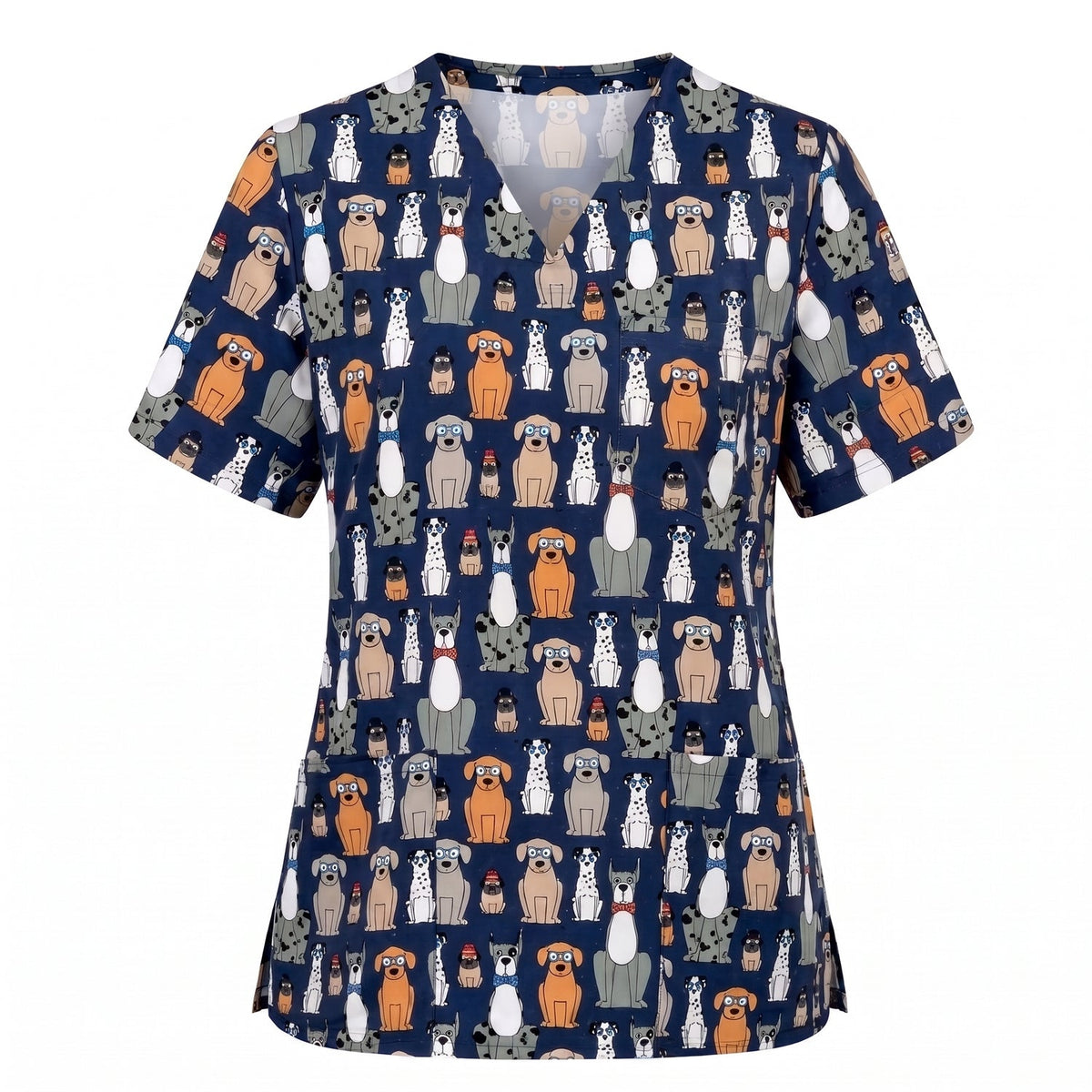 Funny Dogs Scrub Top, Cute Dog Scrub Top for Women, Cute Animal Scrubs Gift for Nurse, CNA, RN, Doctor