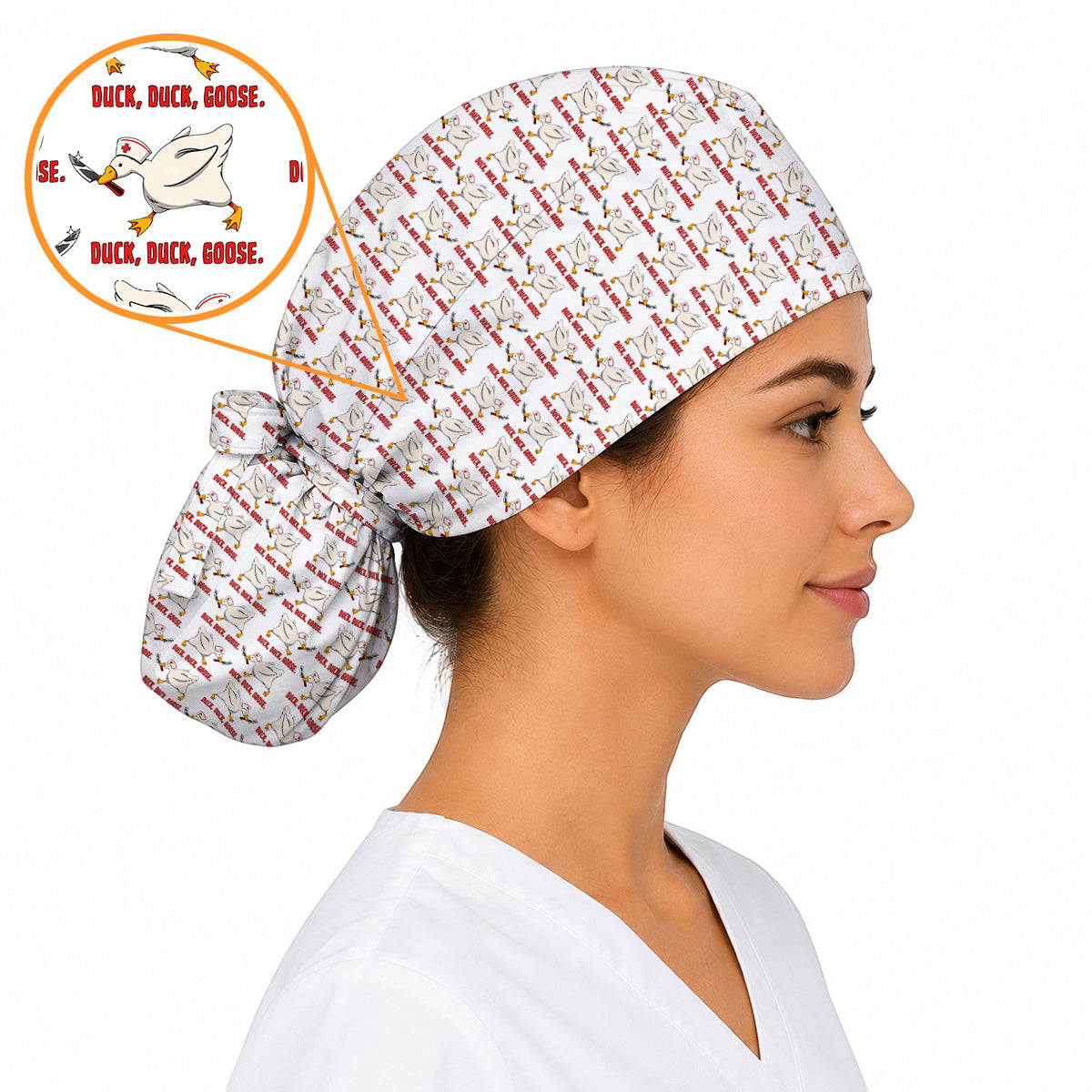 Duck Duck Goose Nurse Scrub Cap, Funny Goose Medical Scrubs, Cute Scrub Caps For Nurses