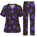 Purple Hydrangea Floral Scrub Top, Dark Botanical Nurse Shirt, Elegant Wildflower Healthcare Uniform