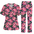 Peony Floral Scrub Top for Women, Pink Peony Nurse Scrub Shirt, Floral Nursing Uniform for Healthcare Workers