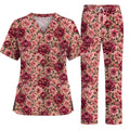 Dahlia Floral Scrub Top, Vintage Dahlia Flower Print Scrubs, Botanical Nurse Uniform
