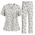 Iris Floral Scrub Top, Botanical Iris Print Scrubs, Vintage Flower Nurse Uniform