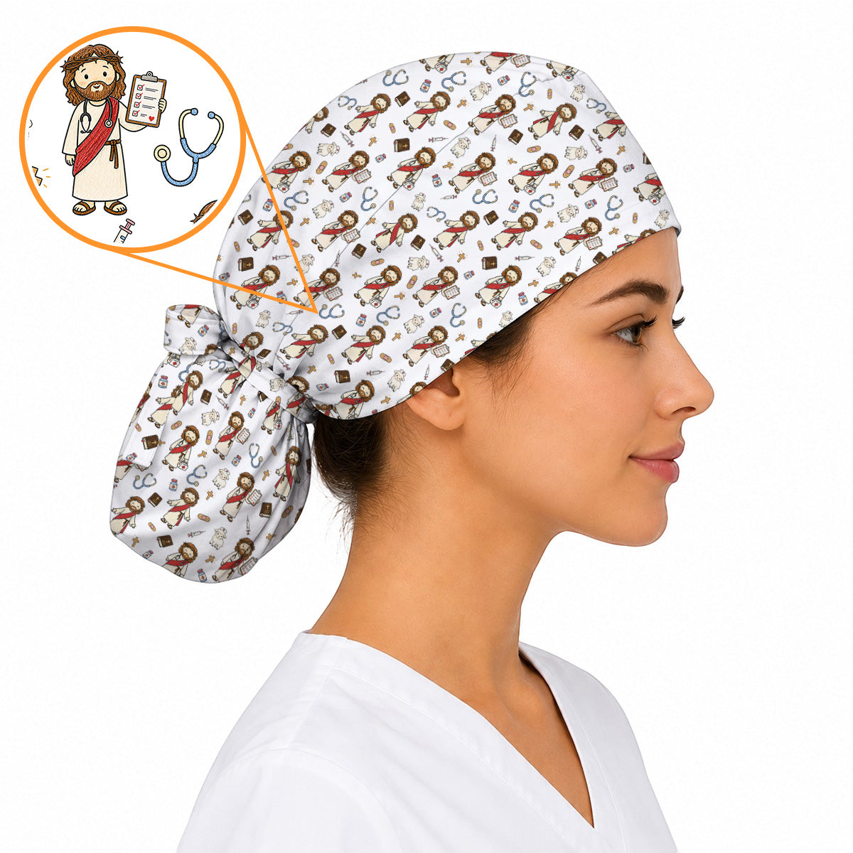Christian Nurse Scrub Cap, Jesus Medical Pattern Scrubs Caps, Faith Based Gift For Nurses
