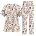 Vintage Rose Scrub Top, Romantic Rose Floral Nurse Scrubs Uniform, Cottagecore Flower Gift For Nurses