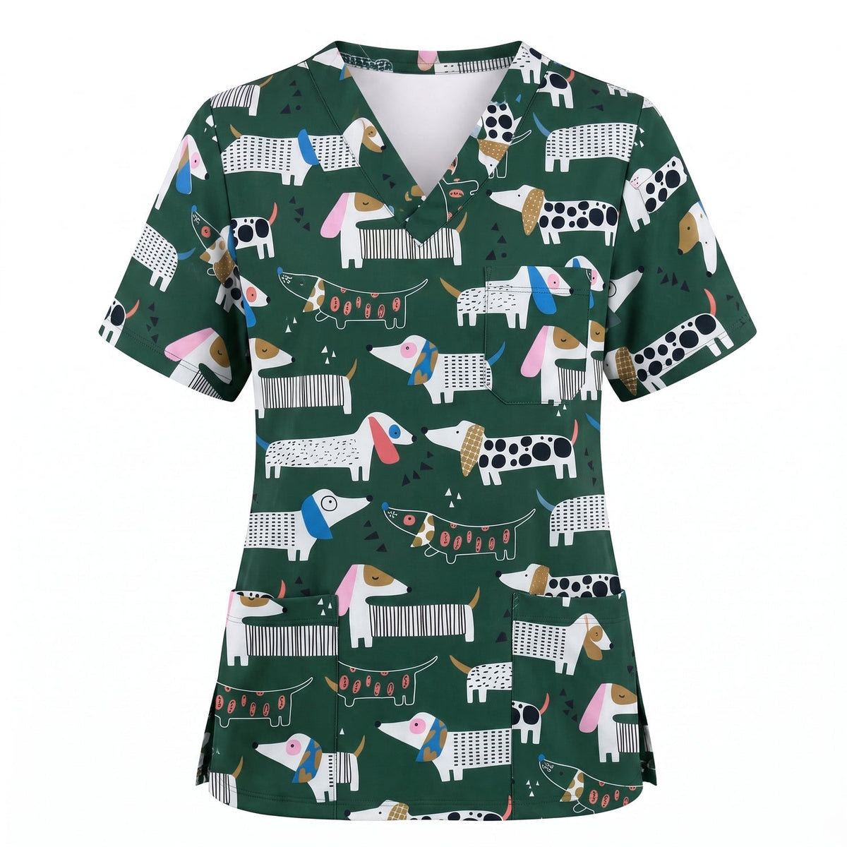 Dachshund Scrub Top for Women, Cute Wiener Dog Nursing Uniform, Funny Doxie Nurse Scrub Shirt, Gift for Healthcare Professionals RN LPN CNA Vet Tech