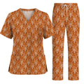 Orange Tabby Cat Love Nurse Scrub Top, Cute Cat Pattern Scrubs For Nurses, Breathable Fabrics Nursing Uniform