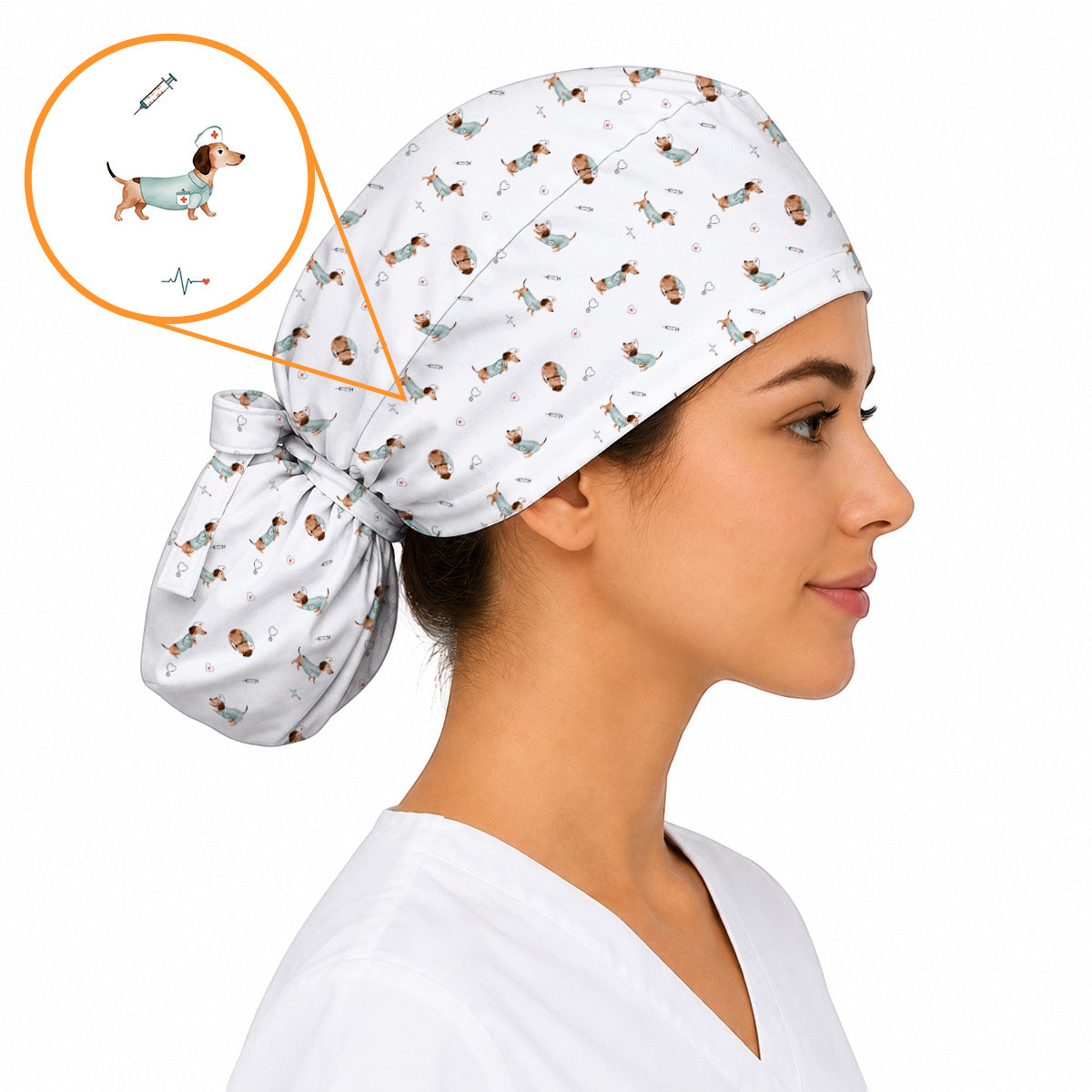 Dachshund Nurse Scrub Cap, Cute Wiener Dog Nursing Uniform for Dog Lovers, Comfortable Nurse Scrubs for Healthcare Workers