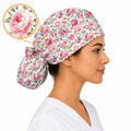 Pink Peony Garden Scrub Cap, Watercolor Peony Floral Print Scrubs, Romantic Botanical Nurse Caps