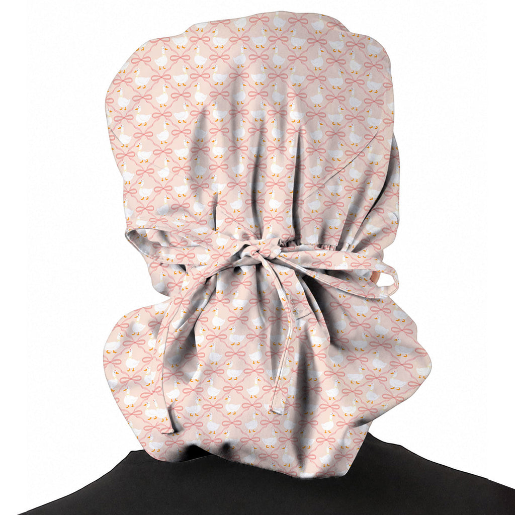 Pink Goose Nurse Scrub Caps, Cute Bow Goose Medical Scrubs Cap, Funny Nurse Gift For Women