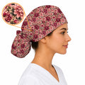 Dahlia Floral Scrub Caps, Vintage Dahlia Flower Print Scrubs, Botanical Nurse Cap