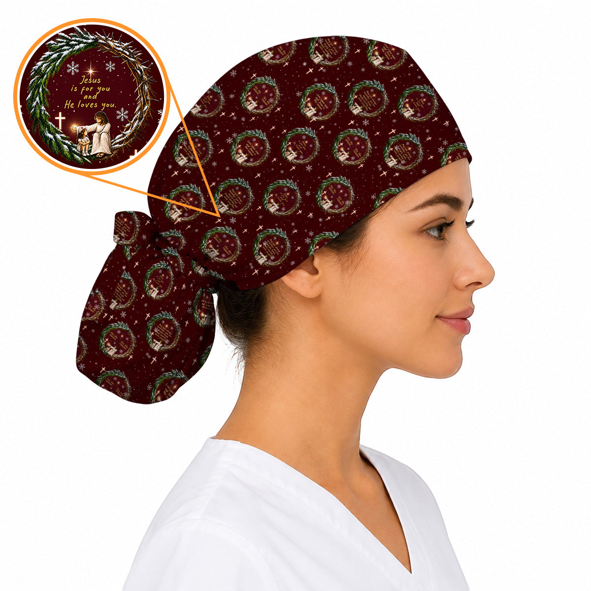 Jesus Christmas Scrub Caps, Christian Faith Nurse Scrubs Cap, Religious Christmas Gift For Nurses