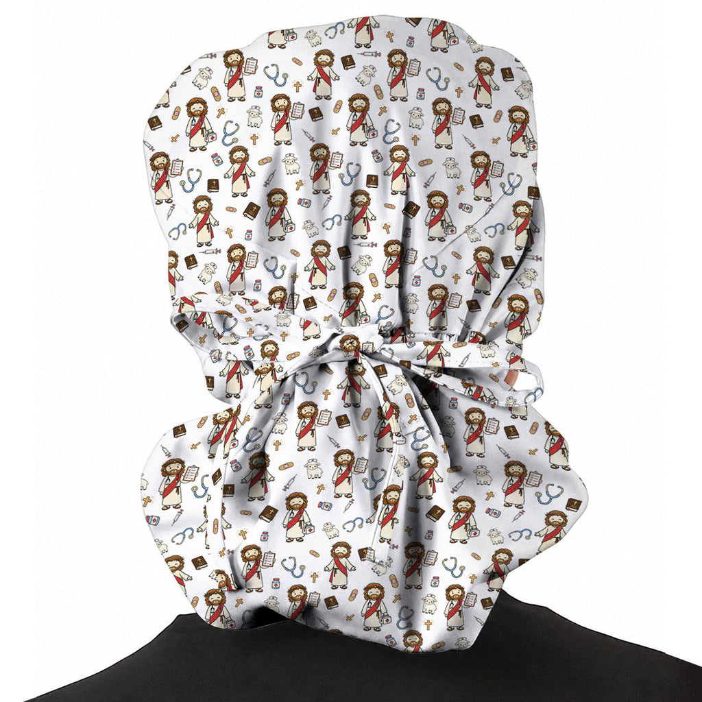 Christian Nurse Scrub Cap, Jesus Medical Pattern Scrubs Caps, Faith Based Gift For Nurses