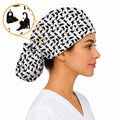 Black Cat Love Scrub Caps, Cute Cat Heart Print Scrubs, Cat Lover Nurse Cap