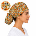 French Bulldog Halloween Nurse Scrub Cap, Pumpkin Frenchie Pattern Scrubs, Cute Fall Dog Scrub Shirt for Nurses