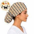 Halloween Black Cat Scrub Caps, Pumpkin Cat Print Scrubs, Spooky Nurse Cap