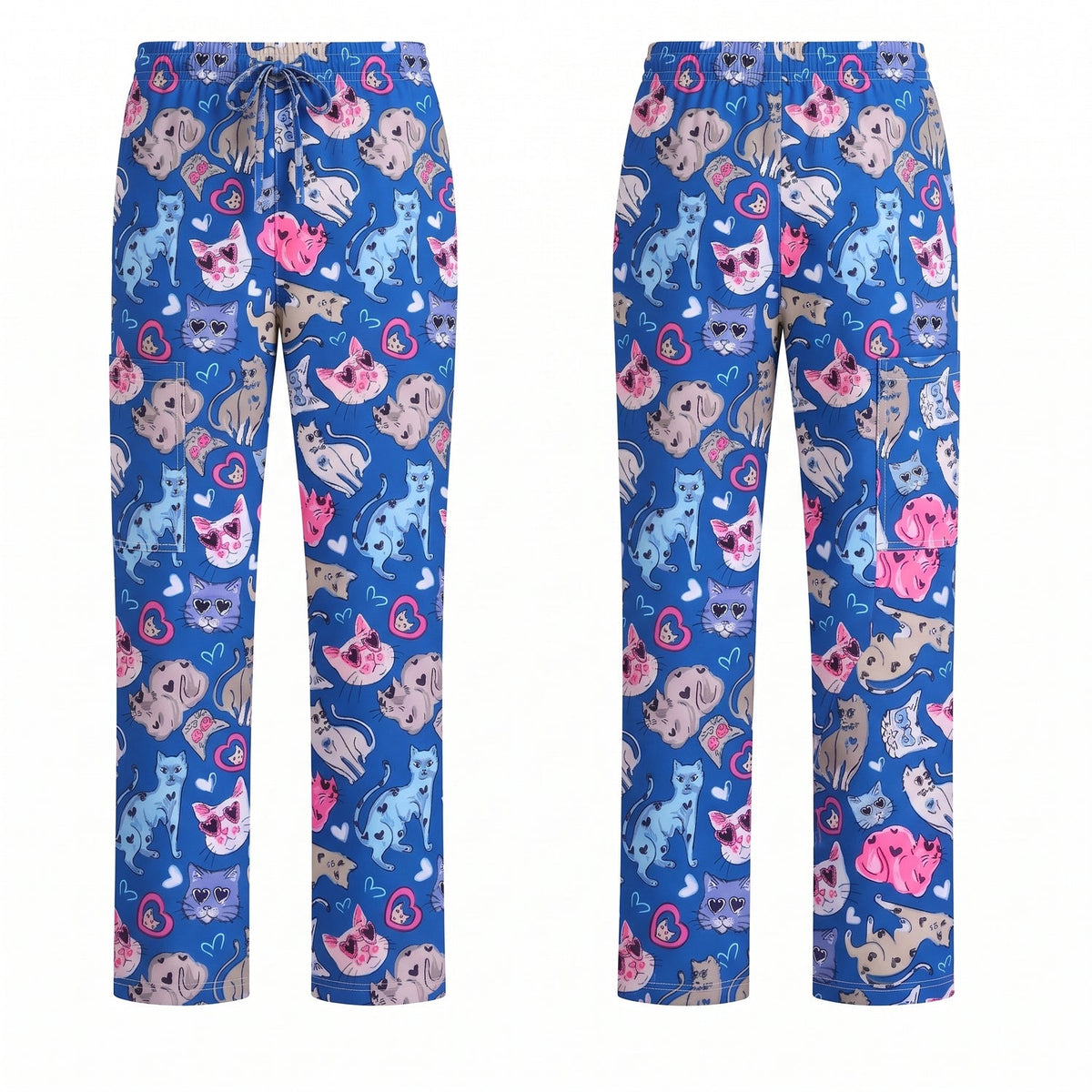 Essence I Love Kitties Scrub Top, Funny Cats Scrub Top for Women, Breathable Fabrics Nursing Uniform