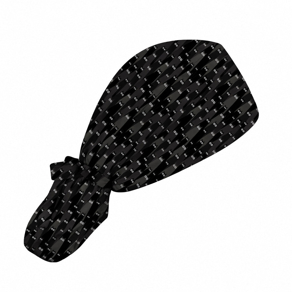 Black Cat Scrub Caps, Spooky Cat Print Scrubs, Cute Halloween Nurse Cap
