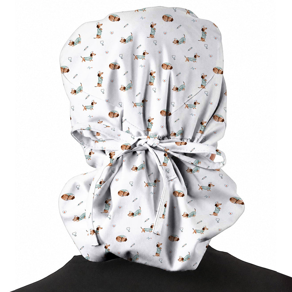 Dachshund Nurse Scrub Cap, Cute Wiener Dog Nursing Uniform for Dog Lovers, Comfortable Nurse Scrubs for Healthcare Workers