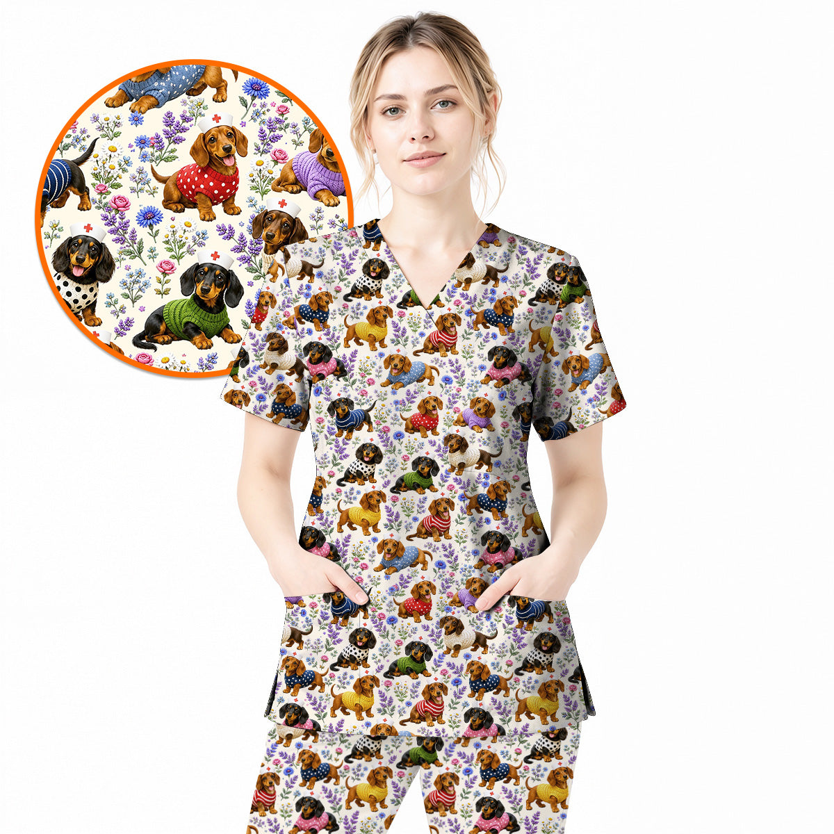 Cosmos Floral Scrub Top, Vintage Cosmos Flower Print Scrubs, Botanical Nurse Uniform (Copy)