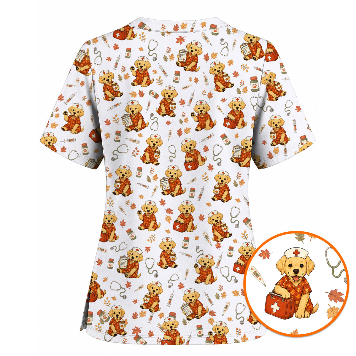 Labrador Retriever Scrub Top, Fall Dog Nursing Uniform for Veterinary Professionals, Cozy Autumn Nurse Scrubs for Dog Lovers