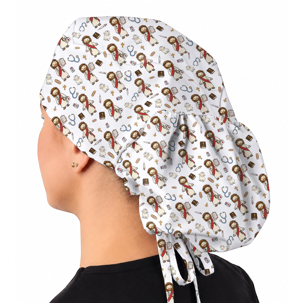 Christian Nurse Scrub Cap, Jesus Medical Pattern Scrubs Caps, Faith Based Gift For Nurses