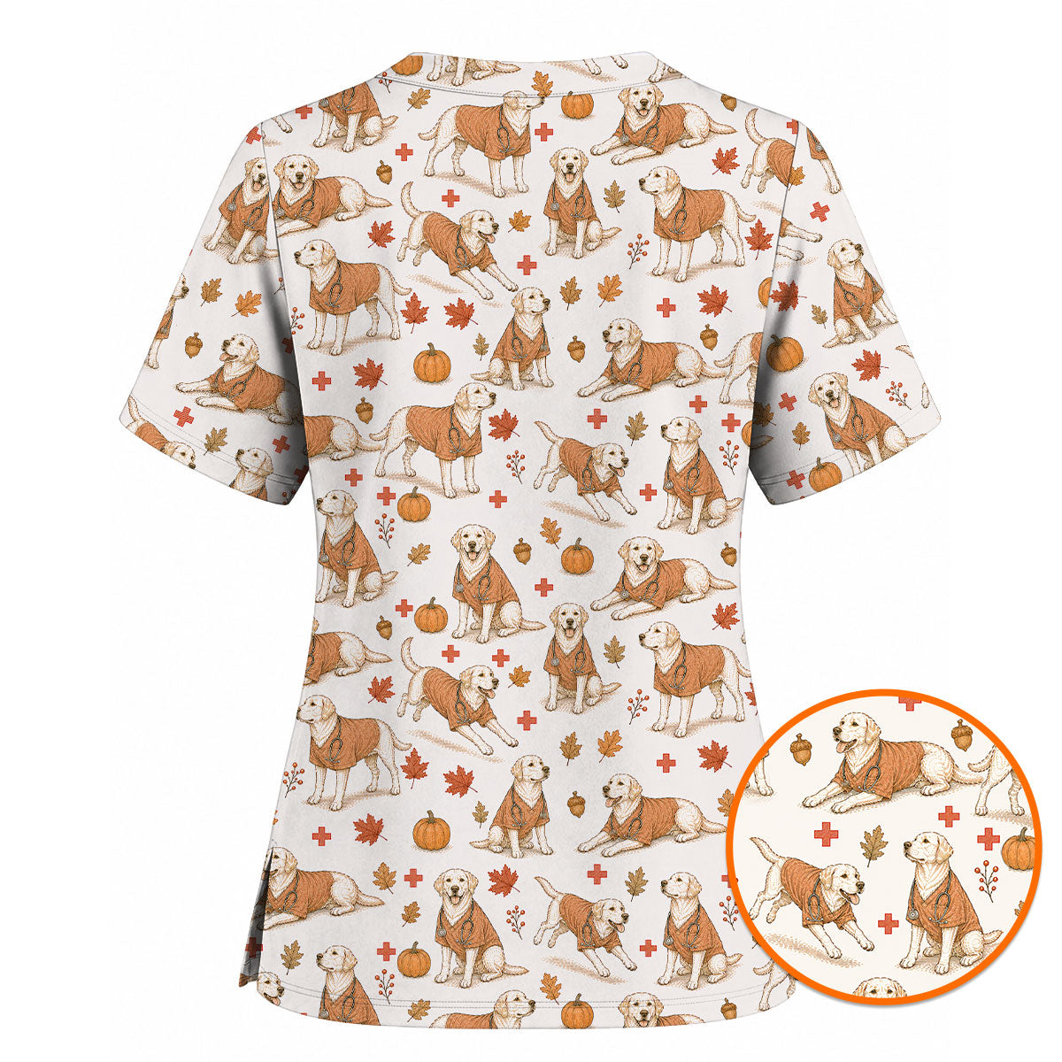 Fall Dachshund Scrub Top, Autumn Wiener Dog Nurse Uniform for Veterinary Professionals, Breathable Fabrics Nursing Scrubs for Dog Lovers (Copy)
