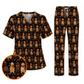 Autumn Dachshund Scrub Top, Wiener Dog Fall Nursing Uniform for Dog Lovers, Comfortable Scrubs for Nurses