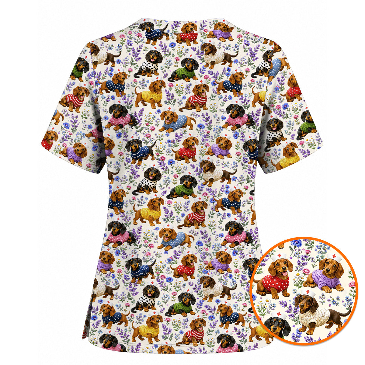 Cosmos Floral Scrub Top, Vintage Cosmos Flower Print Scrubs, Botanical Nurse Uniform (Copy)