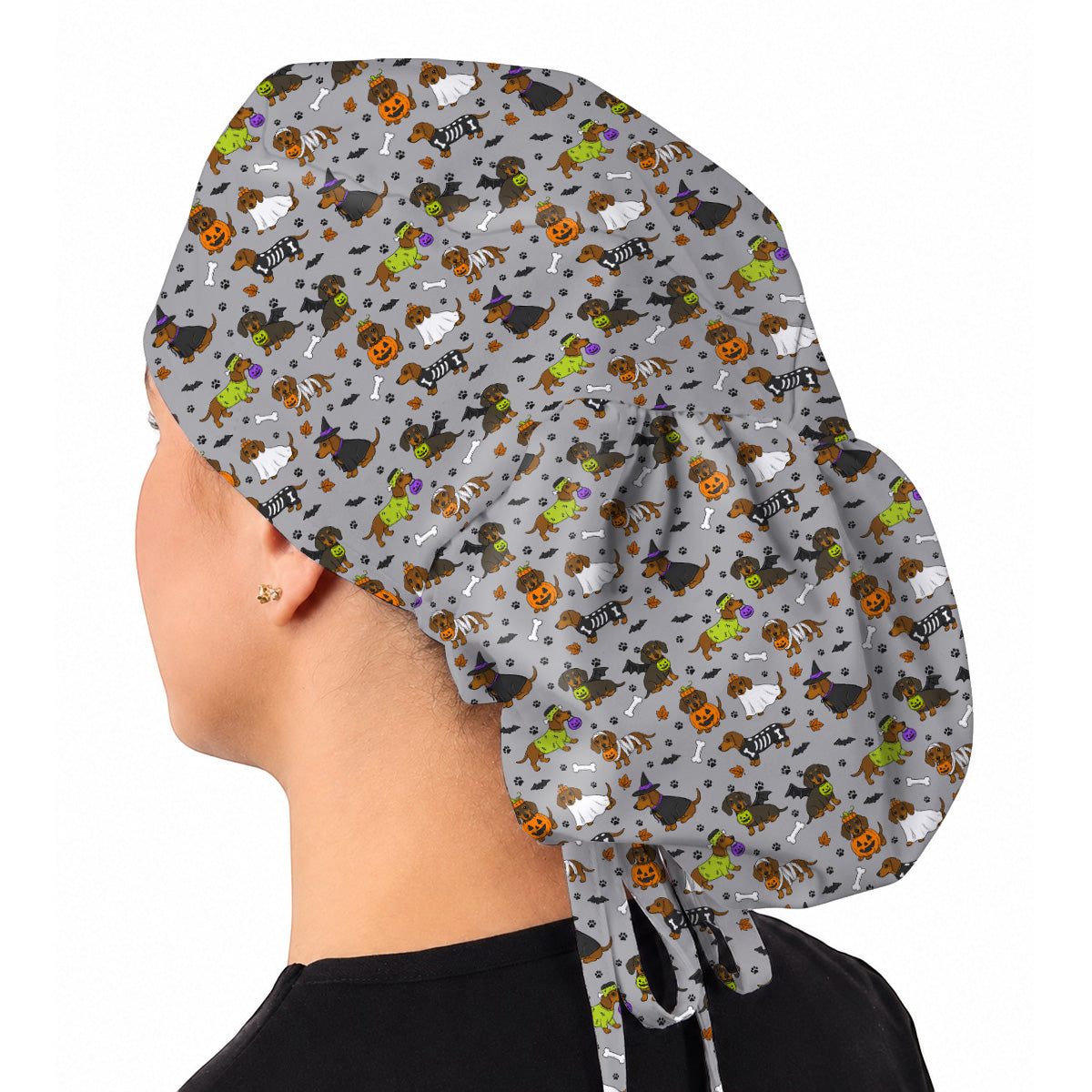 Halloween Black Cat Scrub Caps, Pumpkin Cat Print Scrubs, Spooky Nurse Cap (Copy)