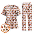 Fall Dachshund Scrub Top, Autumn Wiener Dog Nurse Uniform for Veterinary Professionals, Breathable Fabrics Nursing Scrubs for Dog Lovers