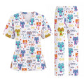 Cat Meow Pattern Scrub Top, Funny Cats Scrub Top for Women, Breathable Fabrics Nursing Uniform