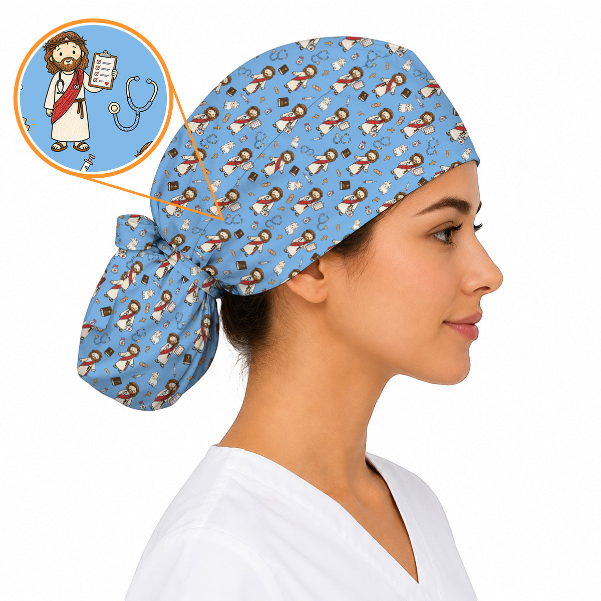 Christian Nurse Scrub Cap, Jesus Medical Pattern Scrubs Caps, Faith Based Gift For Nurses
