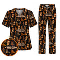 Autumn Dachshund Scrub Top, Wiener Dog Fall Nursing Uniform for Dog Lovers, Comfortable Scrubs for Nurses