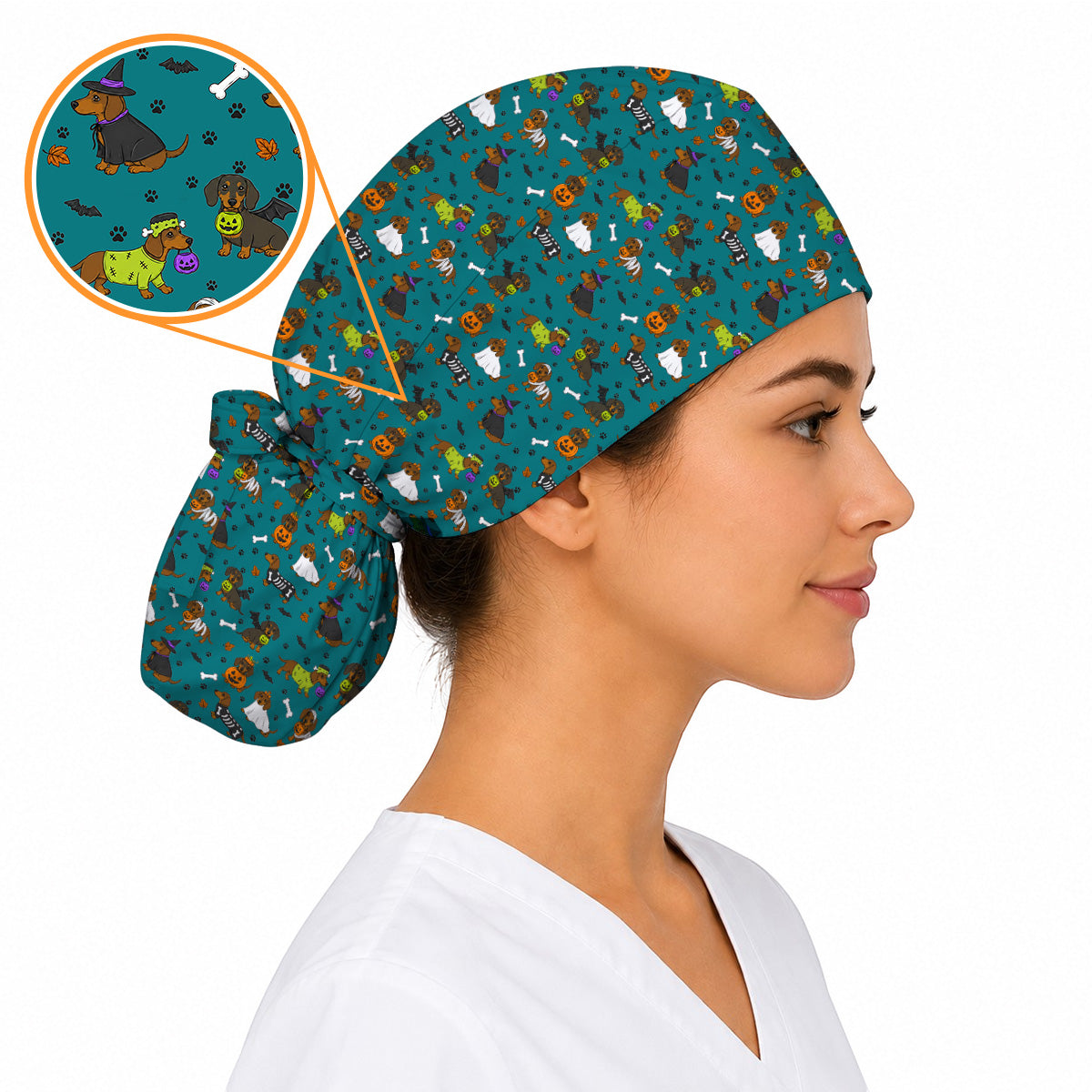 Halloween Black Cat Scrub Caps, Pumpkin Cat Print Scrubs, Spooky Nurse Cap (Copy)