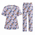 Curious Cat Scrub Top, Cute Cats Scrub Top for Women, Breathable Fabrics Nursing Uniform