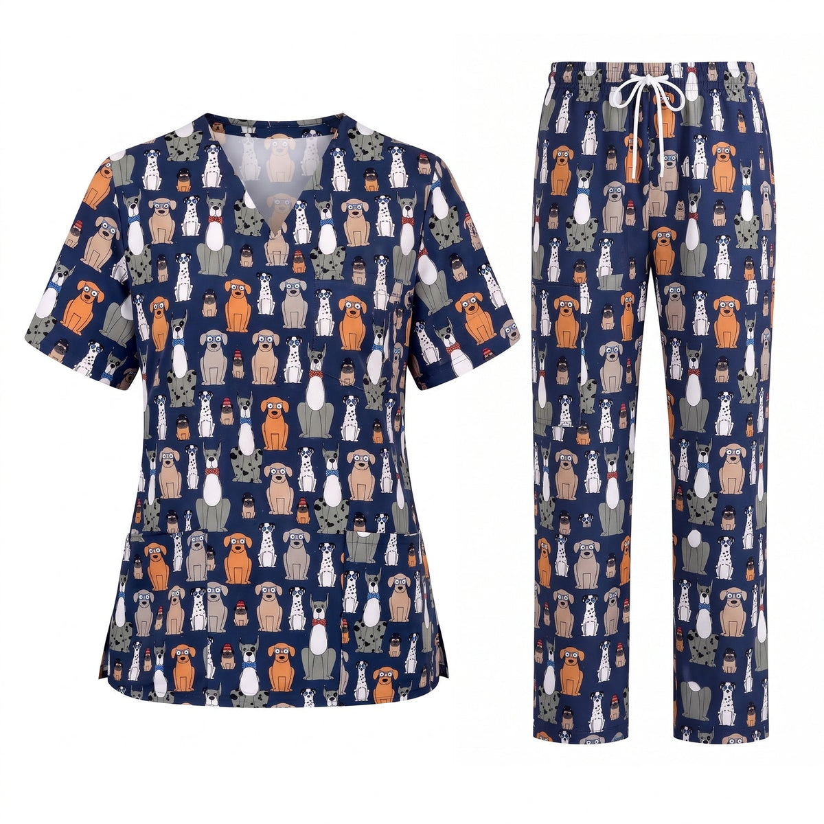 Funny Dogs Scrub Top, Cute Dog Scrub Top for Women, Cute Animal Scrubs Gift for Nurse, CNA, RN, Doctor