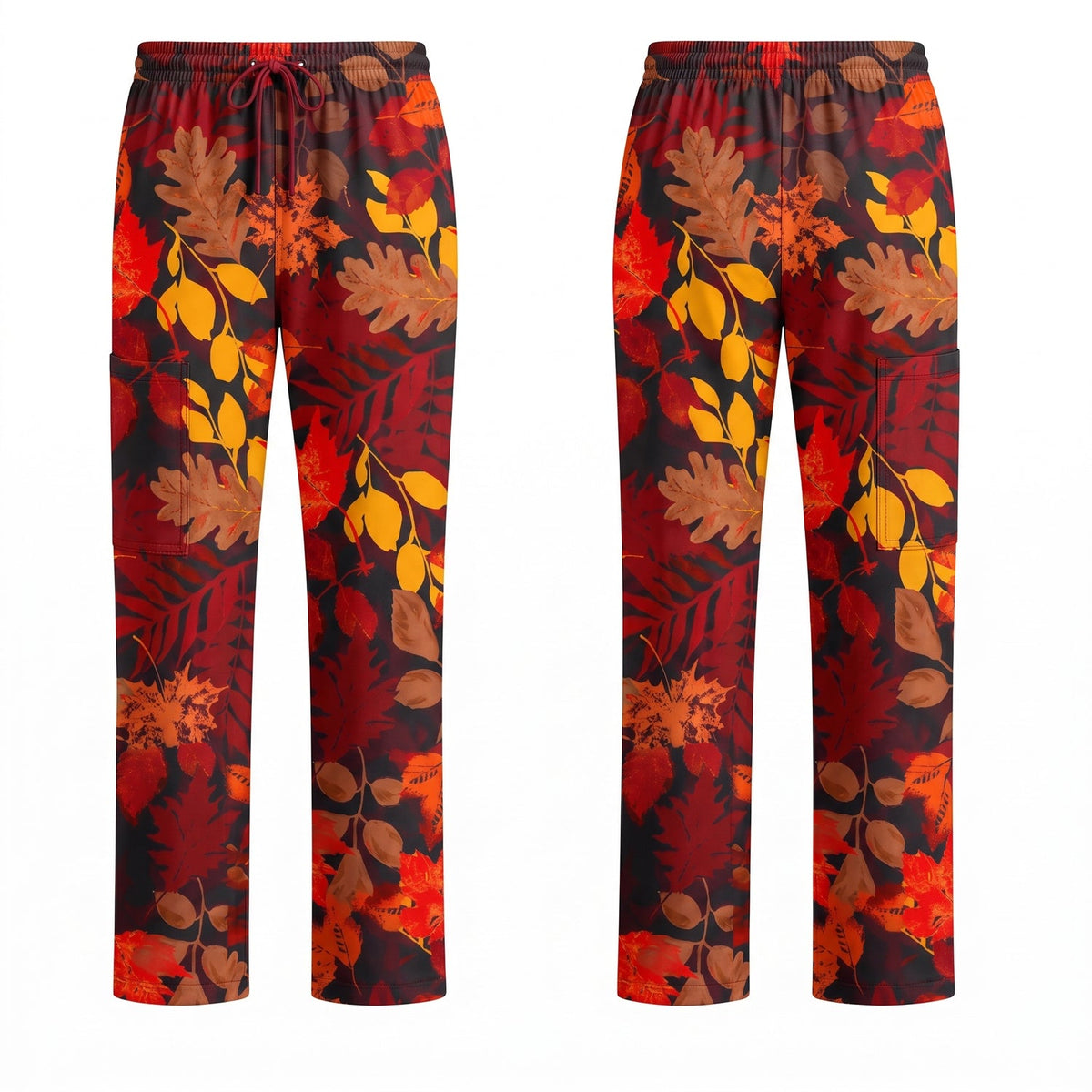 Autumn Leaves Scrub Top for Women, Fall Floral Nursing Uniform, Breathable Autumn Medical Scrub Shirt