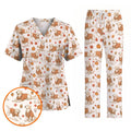 Fall Dachshund Scrub Top, Autumn Wiener Dog Nurse Uniform for Veterinary Professionals, Breathable Fabrics Nursing Scrubs for Dog Lovers (Copy)