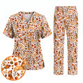 Labrador Retriever Nurse Scrub Top, Funny Autumn Lab Dog Medical Scrubs for Veterinary & Healthcare Staff, Breathable Fabrics Nursing Uniform