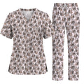 French Bulldog Nurse Scrub Top, Vintage Frenchie Medical Pattern Scrubs for Nurses, Cute Dog Lover Healthcare Gift