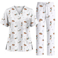 Dachshund Nurse Scrub Top, Cute Wiener Dog Nursing Uniform for Dog Lovers, Comfortable Nurse Scrubs for Healthcare Workers
